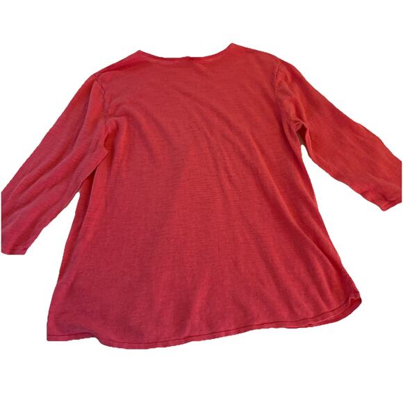 J. Jill Pink 3/4 Sleeve Linen Blend Round Neck Shirt Size Large - Picture 5 of 13